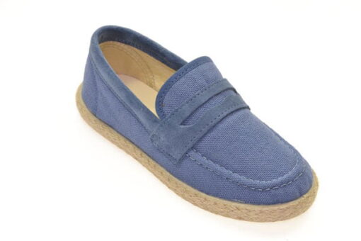 mocasin con yute de color azul jeans