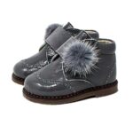 bota pompom calzado respetuoso 11924 piruflex velcro gris chikihuellas
