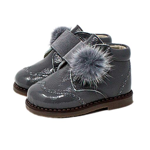 bota pompom calzado respetuoso 11924 piruflex velcro gris chikihuellas