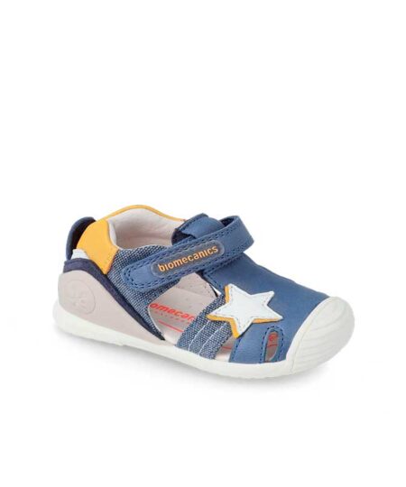sandalia biomecanics cangrejera textil piel estrella jeans azul 232148 A chikihuellas frente