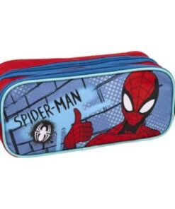 estuche dos compartimentos spiderman rojo y azul