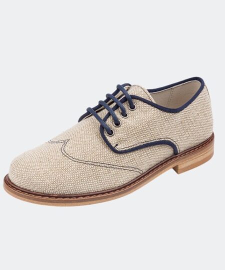 zapato comunion beige con prespuntes marino titanitos