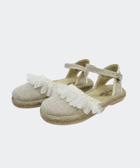 alpargata valenciana crudo vulpeques con cierre de hebilla