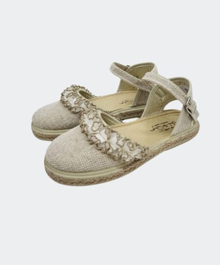 Esparteñas Volantes Crudo Vulpeques cierre de hebilla