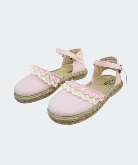 Esparteñas puntilla rosa vulpeques con cierre de hebilla