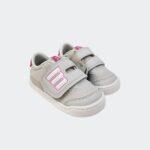 deportivas 48934 gris mustang free con cierre de velcro y adornos en rosa