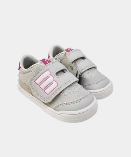 deportivas 48934 gris mustang free con cierre de velcro y adornos en rosa