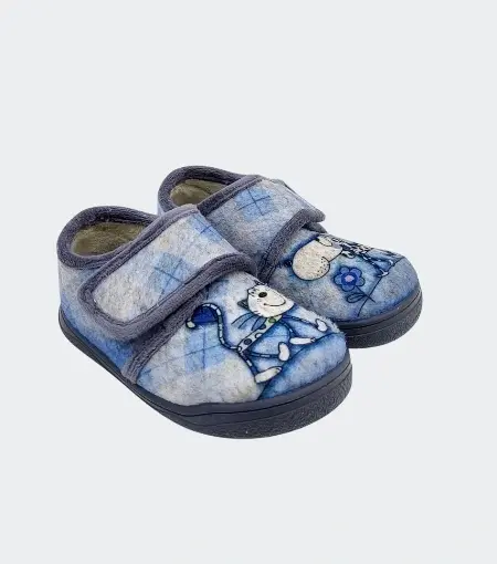 zapatilla de casa barefoot gato azul zapy